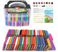 Polymer Clay - 46 Colors 1.28Kg/2.80LB Nontoxic Oven Bake Polymer Clay Blocks Set,Modelling Clay DIY Craft Kits,Best Christmas and Birthday Gifts for Kids