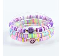 Polymer Clay Bracelet Pink Smiling Face Letter Bead Bracelet Handmade-9-2PCS