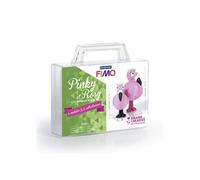 Polymer clay kit My first figurine - Pinky and Rosy the pink flamingos