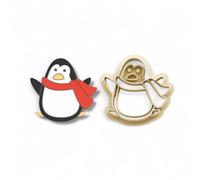 Polymer Clay Penguin Cutter, 25mm Sharp Edge Plastic Craft Tool, Made in UK, 3 Pieces Set, for Ages 14+, Beige