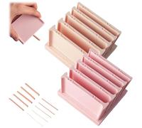 Polymer Clay Thickness String Roller Tool,Pottery Teaching Rolling Mud Stick Guide Tools,DIY Clay Rolling Strip Shape Maker with Storage Base,Adjustable Clay Thickness Control Tools (Pink+Apricot)