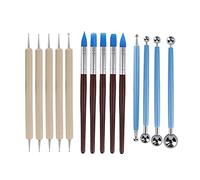 Polymer Clay Tool,14 PCS Clay Sculpting Tools 5 Wooden Dotting Tools+5 Rubber Clay Modelling Tools+4 Ball Stylus Tool for Pottery Sculpture Painting Carving Embossing Nail Art DIY Cake Decorating