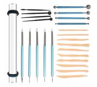 Polymer Clay Tools, 26 Pcs Pottery Sculpting Tools, Ball Stylus Dotting Tools Rolling Pin Modeling Air Dry Clay Tools Set, Ceramic Tools, Carving Tool Kit Engraving, Embossing, Shaping (26)