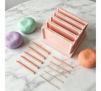 Polymer Strip Thickness String Roller Tool - 5 Size Clay Rolling Strip Shape Maker Set | Pottery Teaching Rolling Mud Stick with Storage Base for Jewelry Making | for Beginners and Artists