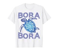 Polynesian Blue Tribal Sea Turtle Bora Bora Island Vacation T-Shirt