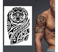 Polynesian Bull Temporary Tattoo Transfer Black Tribal Maori Samoan Waterproof Realistic Arm Body Art Sticker Mens Womens Kids - By Delusion Tattoos