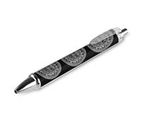 Polynesian Tattoo with Maori Face Novelty Ballpoint Pen Printed Retractable Black Round Barrel Fine Point Pens 0.5mm 1/2/4 Pcs