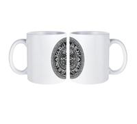 Polynesian Tattoo with Maori Face Stylish Coffee Mug 11 Oz with Handle Ceramic Tea Cup Mugs for Home Office