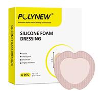 POLYNEW (6Pcs/Box) Waterproof Edge Silicone Foam Dressing Sacral, Individual Package for Large Wound Care, Bed Wounds, Pressure Wound (7.2" x 7.2")