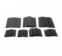 Polyolefin Heat Shrink Tubing Kit, 127 pcs Black Insulation Sleeves with 2:1 Shrink Ratio, Flame Retardant, for Wire Cable Protection, -55°C to +125°C Operating Temp, ISO9001 Certified