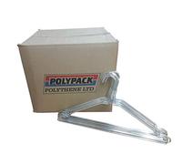 Polypack Polythene Ltd 100 Strong Silver Notched Metal Wire Clothes Coat Hangers 40cm 16" 13G ~ NOTCHED