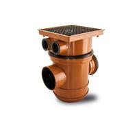 Polypipe 110mm Back Inlet Bottle Gully with Square Top - Terracotta - UG446
