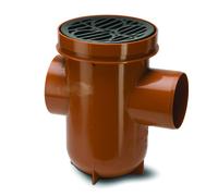 Polypipe 110mm Bottle Gully & Grid Back Inlet - Terracotta - UG427