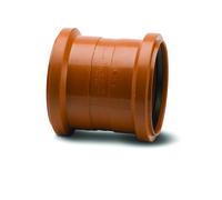 Polypipe 110mm Double Socket Polypropylene Coupling (with Centre Stop) - Terracotta - UG402