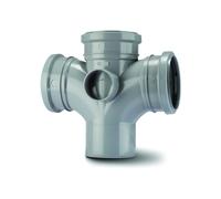 Polypipe 110mm Soil 92.5deg Double Branch Triple Socket (Vertical Position) Grey SU420G