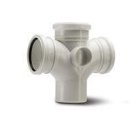 Polypipe 110mm Soil 92.5deg Double Branch Triple Socket (Vertical Position) White SU420W