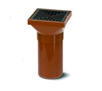 Polypipe 110mm Square Hopper with 140mm Spigot End - Terracotta & Black Grid - UG417