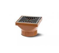 Polypipe 110mm Square Solvent Socket Hopper - Terracotta & Black Grid - UG414