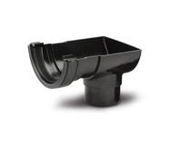 Polypipe 112mm Half Round Stop End Outlet - Black - RR106B