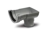 Polypipe 112mm Half Round Stop End Outlet - Grey - RR106G