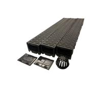 Polypipe A15 Plastic Garage Drainage Channel Pack 1M Lengths With Grates 2X End Caps & Leaf Trap