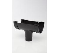 Polypipe Polyflow Deep Capacity [BLACK] RUNNING OUTLET RD505 for 117mmx 75mm PVCu half round deepline guttering systems
