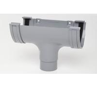Polypipe Polyflow Deep Capacity [Grey] Running Outlet RD505 for 117mmx 75mm PVCu Half Round deepline guttering Systems