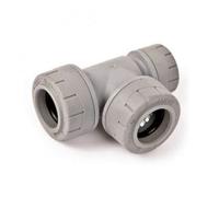 Polypipe Polyplumb Pb1428 28mm X 22mm X 28mm Reduced End Tee - Grey 5 Pack