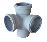 Polypipe PolySoil 110mm Soil Triple Socket Corner Branch 87.5deg Grey