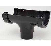 POLYPIPE RR105 Black Running Outlet for 112mm Half Round guttering System 68mm Outlet Downpipe