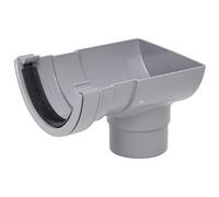 POLYPIPE RR106 Grey Stop End Outlet for 112mm Half Round guttering System