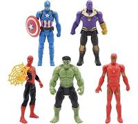 POLYPLAS Heros Figures Set 5PCS Pvc Figures Collecting Spider Model Hulk Iron Man Thanos Batman Cake Toppers Heros Series Toy for Kids Birthday Gifts