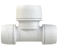 PolyPlumb Two Ends Reduced Tee 15 x 15 x 22mm Enhanced White PB1622EW