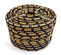 Polypropylene Braided Rope Black/Orange - Water Repellent, Floating, Anti-UV and High Tensile Strength - Diameter 20 mm, Length - 30 m - Ideal for Climbing, Lifting, DIY and Safety