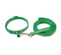 Polypropylene Green Dog Collar and Leash Set With Dot Shape 1CM Wide Adjustable Collar 120CM Pet Leash For Easy Walking Kitten/Puppy