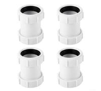 Polypropylene Straight Pipe Connector 40mm Waste Pipe Joiner With Compression Fit & Soft Gasket For Bathroom Kitchen Drain White Bathtub Drain Extender(4PCS)