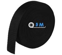 Polypropylene Webbing Strap 25mm Wide for DIY Craft Dog Collar - 10M Black Strap for Bag Making, Backpack Strapping, Outdoor Climbing