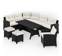 Polyrattan corner lounge black/cream in ushions