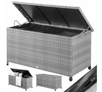 Polyrattan cushion box grey 117x53x60cm with castors