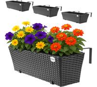 Polyrattan Flower Boxes 4 Pcs Black