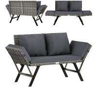 Polyrattan garden bench grey 176x56x81cm