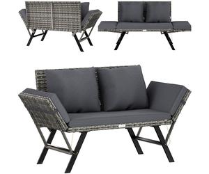 Polyrattan garden bench grey 176x56x81cm