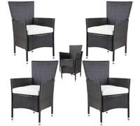 Polyrattan Garden Chair 4 Pc Set Brown/Cream Stackable