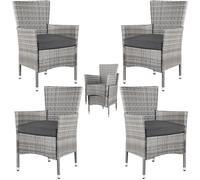 Polyrattan Garden Chair 4 Pc Set Grey/Anthracite Stackable