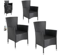 Polyrattan garden chair set of 3 black stackable