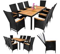 Polyrattan garden seating group 9-piece black