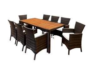 Polyrattan garden seating group Rom 9-piece brown acacia wood