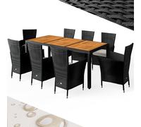 Polyrattan garden seating group Verona 9-piece black