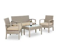 Polyrattan garden settee 4-piece cream