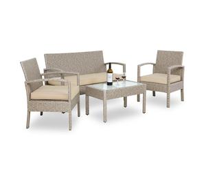 Polyrattan garden settee 4-piece cream